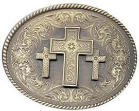 Three Crosses Brass Buckle